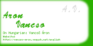 aron vancso business card