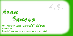 aron vancso business card